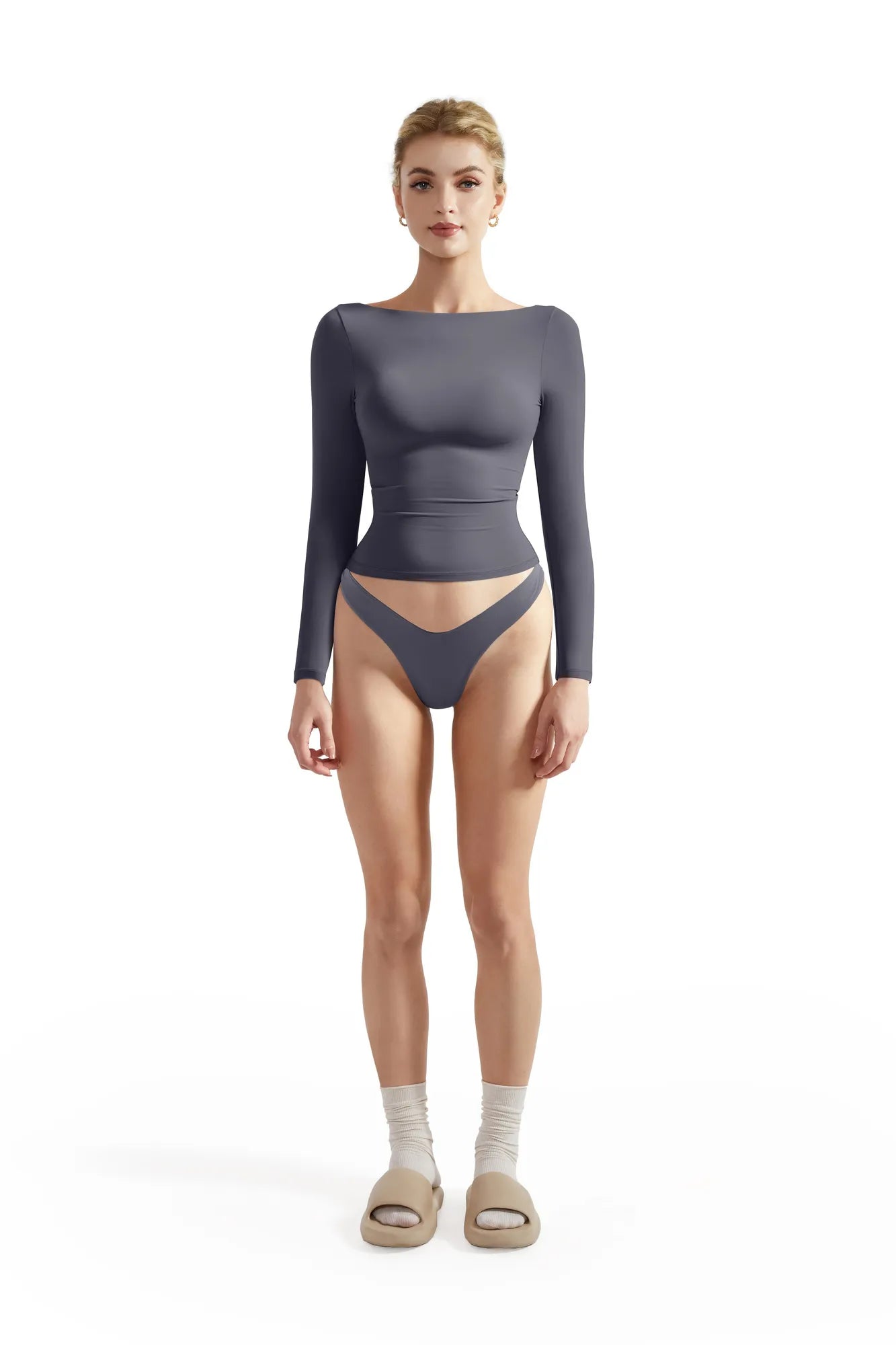 Buttery Soft Boat Neck Shirt - Long Sleeve-Clothing-SUUKSESS-Grey-XS-SUUKSESS