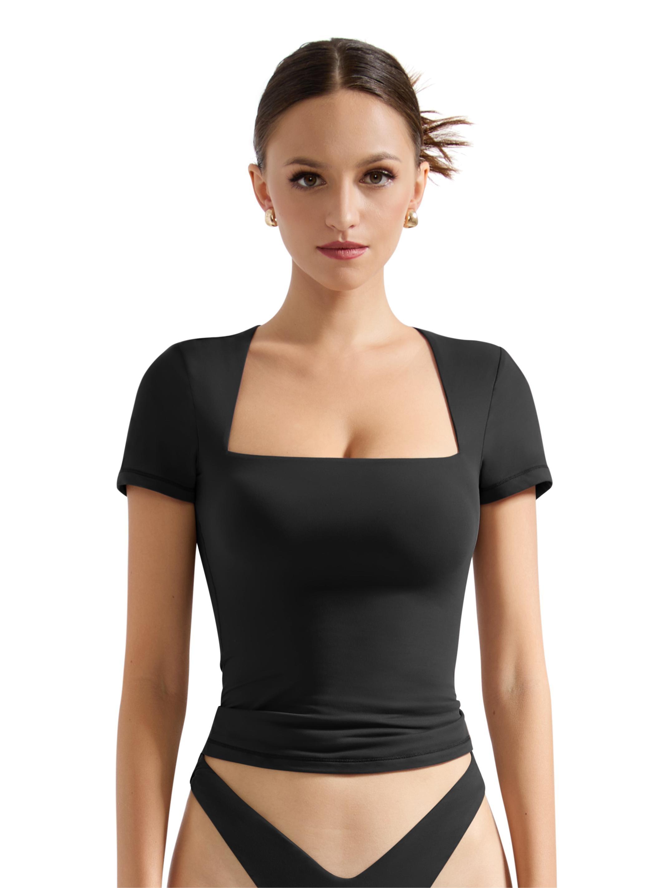 Buttery Soft Square Neck Shirt - Short Sleeve – SUUKSESS Buttery Soft Square Neck Shirt - Short Sleeve – SUUKSESS