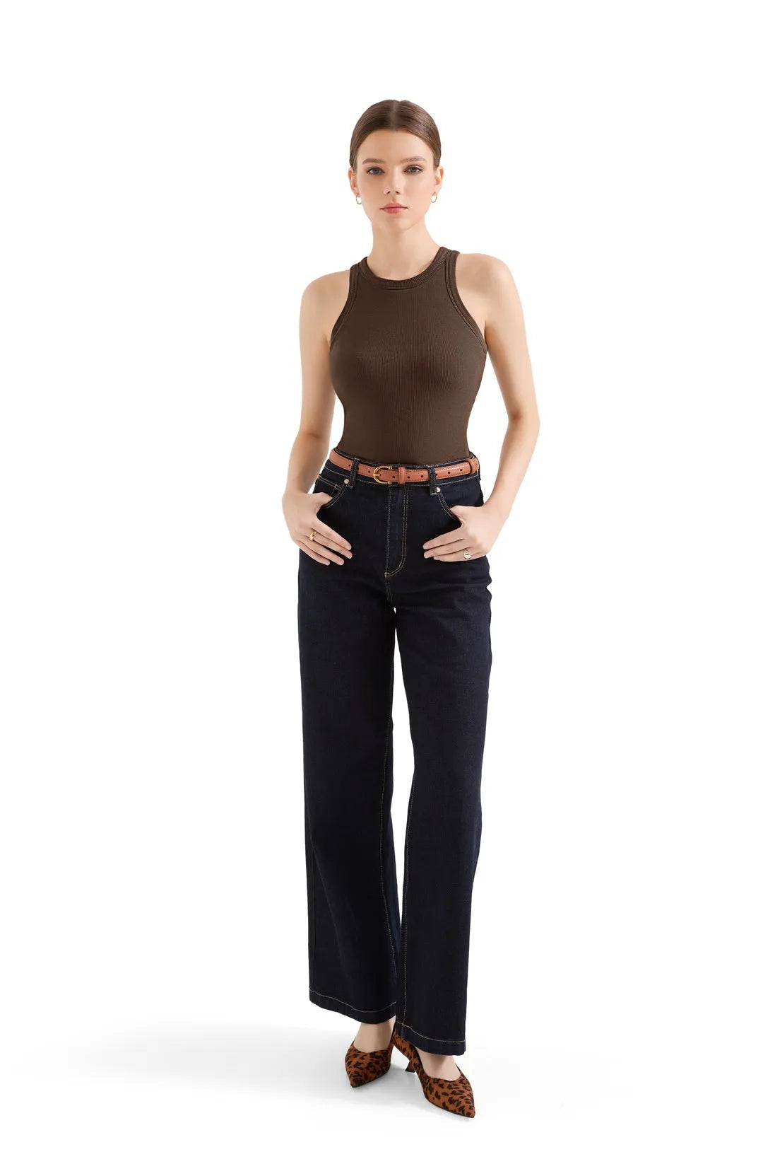 Cotton Ribbed Crew Neck Tank Top