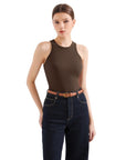 Cotton Ribbed Crew Neck Tank Top