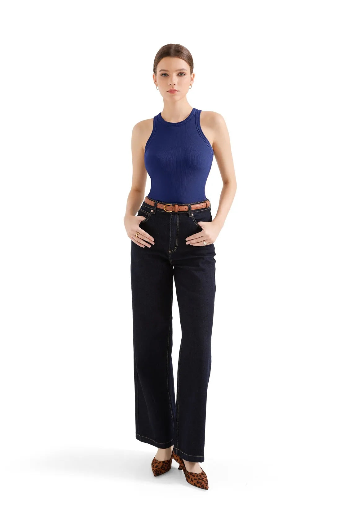 Cotton Ribbed Crew Neck Tank Top
