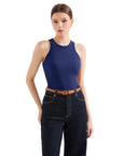 Cotton Ribbed Crew Neck Tank Top