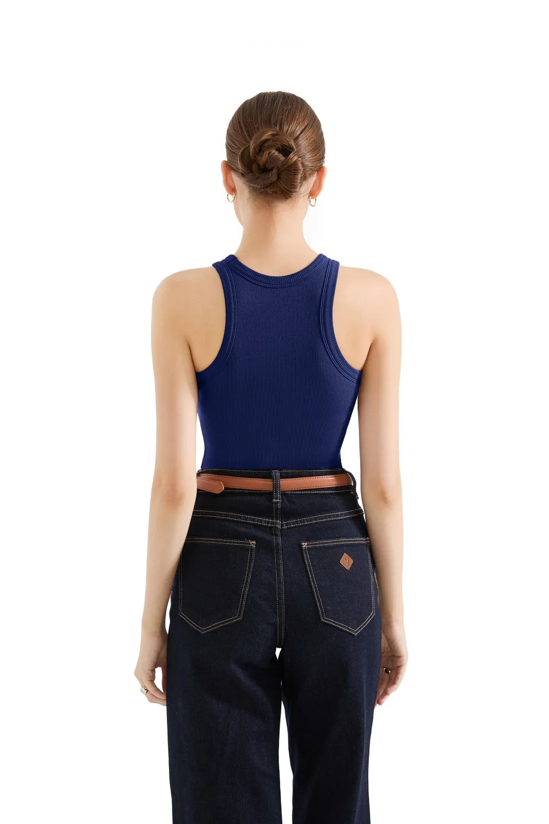 Cotton Ribbed Crew Neck Tank Top
