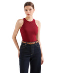 Cotton Ribbed Crew Neck Tank Top