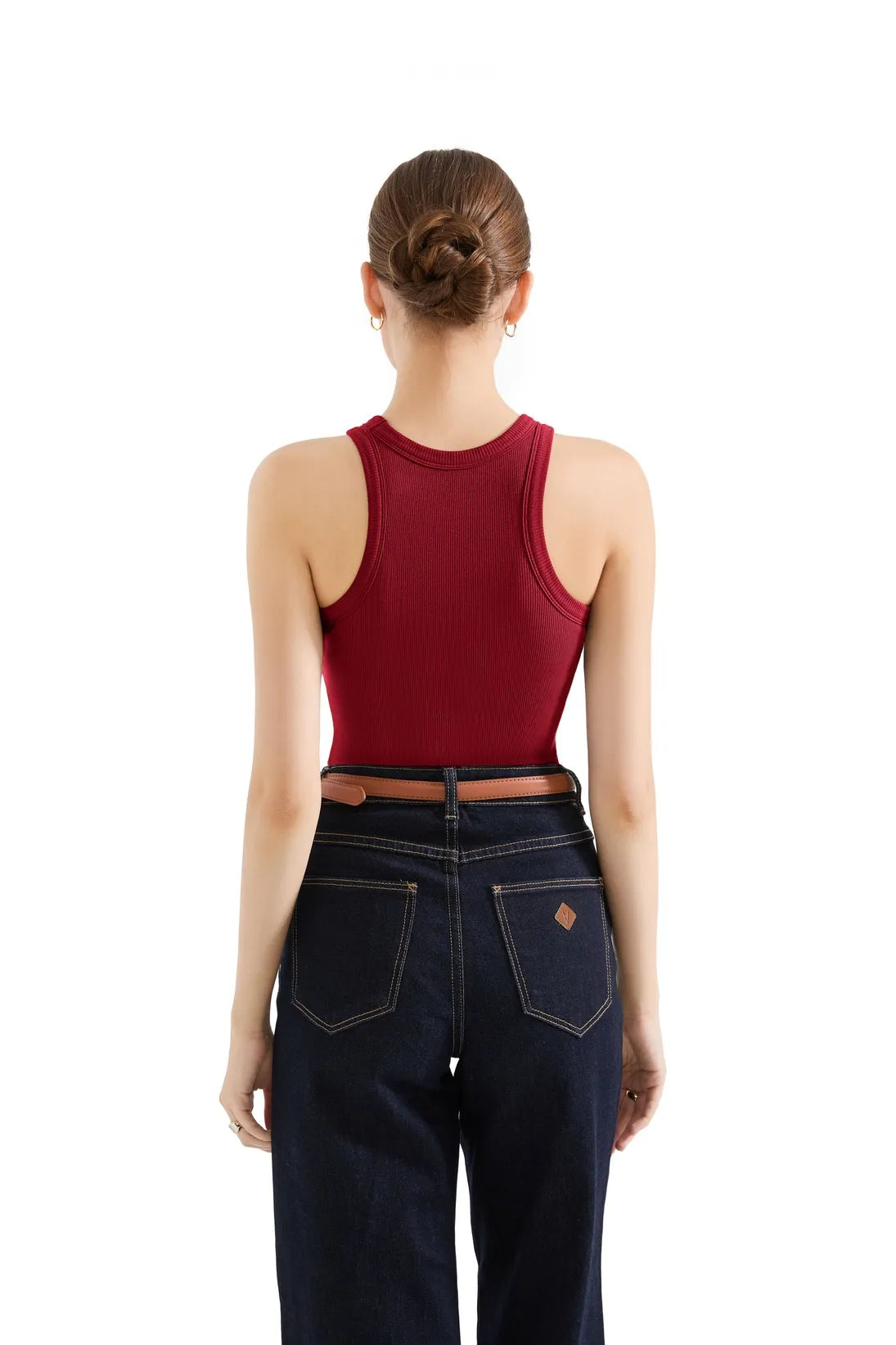 Cotton Ribbed Crew Neck Tank Top