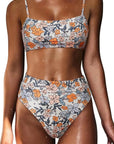 MOSHENGQI Women High Wasited Bikini Shoulder Strap 2 Piece High Cut String Swimsuits-Swimwear-SUUKSESS-Yellow Floral-S-SUUKSESS