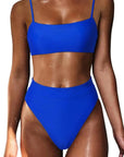 MOSHENGQI Women High Wasited Bikini Shoulder Strap 2 Piece High Cut String Swimsuits-Swimwear-SUUKSESS-Royal Blue-S-SUUKSESS