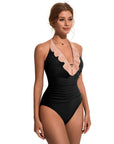 Ruffle Tummy Sexy Halter One Piece Swimsuits-SUUKSESS-SUUKSESS