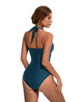 Ruffle Tummy Sexy Halter One Piece Swimsuits-SUUKSESS-SUUKSESS