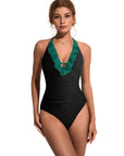 Ruffle Tummy Sexy Halter One Piece Swimsuits-SUUKSESS-SUUKSESS