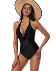 Ruffle Tummy Sexy Halter One Piece Swimsuits-SUUKSESS-SUUKSESS