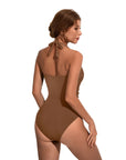 Ruffle Tummy Sexy Halter One Piece Swimsuits-SUUKSESS-SUUKSESS