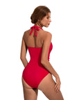 Ruffle Tummy Sexy Halter One Piece Swimsuits-SUUKSESS-SUUKSESS
