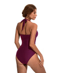 Ruffle Tummy Sexy Halter One Piece Swimsuits-SUUKSESS-SUUKSESS