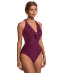 Ruffle Tummy Sexy Halter One Piece Swimsuits-SUUKSESS-SUUKSESS