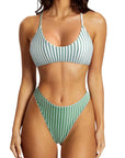Reversible String Waisted Thong Bikini Set-SUUKSESS-Green Striped-S-SUUKSESS