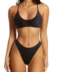 Reversible String Waisted Thong Bikini Set-SUUKSESS-Black White-S-SUUKSESS