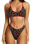 Reversible String Waisted Thong Bikini Set-SUUKSESS-Red Cherry-S-SUUKSESS
