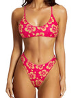 Reversible String Waisted Thong Bikini Set-SUUKSESS-Pink Yellow Floral-S-SUUKSESS