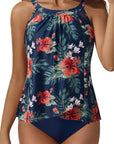 Ruffle Cover Swimsuit-Swimwear-SUUKSESS-Tropical Floral Navy Blue-S-SUUKSESS