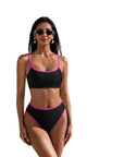 High Cut Bandeau 2 Piece Bikini Set-SUUKSESS-Black Pink-S-SUUKSESS