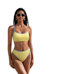 High Cut Bandeau 2 Piece Bikini Set-SUUKSESS-Yellow Sky Blue-S-SUUKSESS