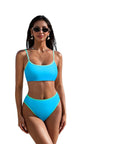 High Cut Bandeau 2 Piece Bikini Set-SUUKSESS-Sky Blue-S-SUUKSESS