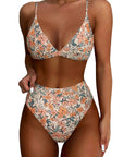 SUUKSESS Women Sexy High Waisted 2 Piece Bikini Sets Triangle High Cut Swimsuits-SUUKSESS-Yellow Floral-S-SUUKSESS