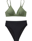 SUUKSESS Women Sexy High Waisted 2 Piece Bikini Sets Triangle High Cut Swimsuits-SUUKSESS-SUUKSESS