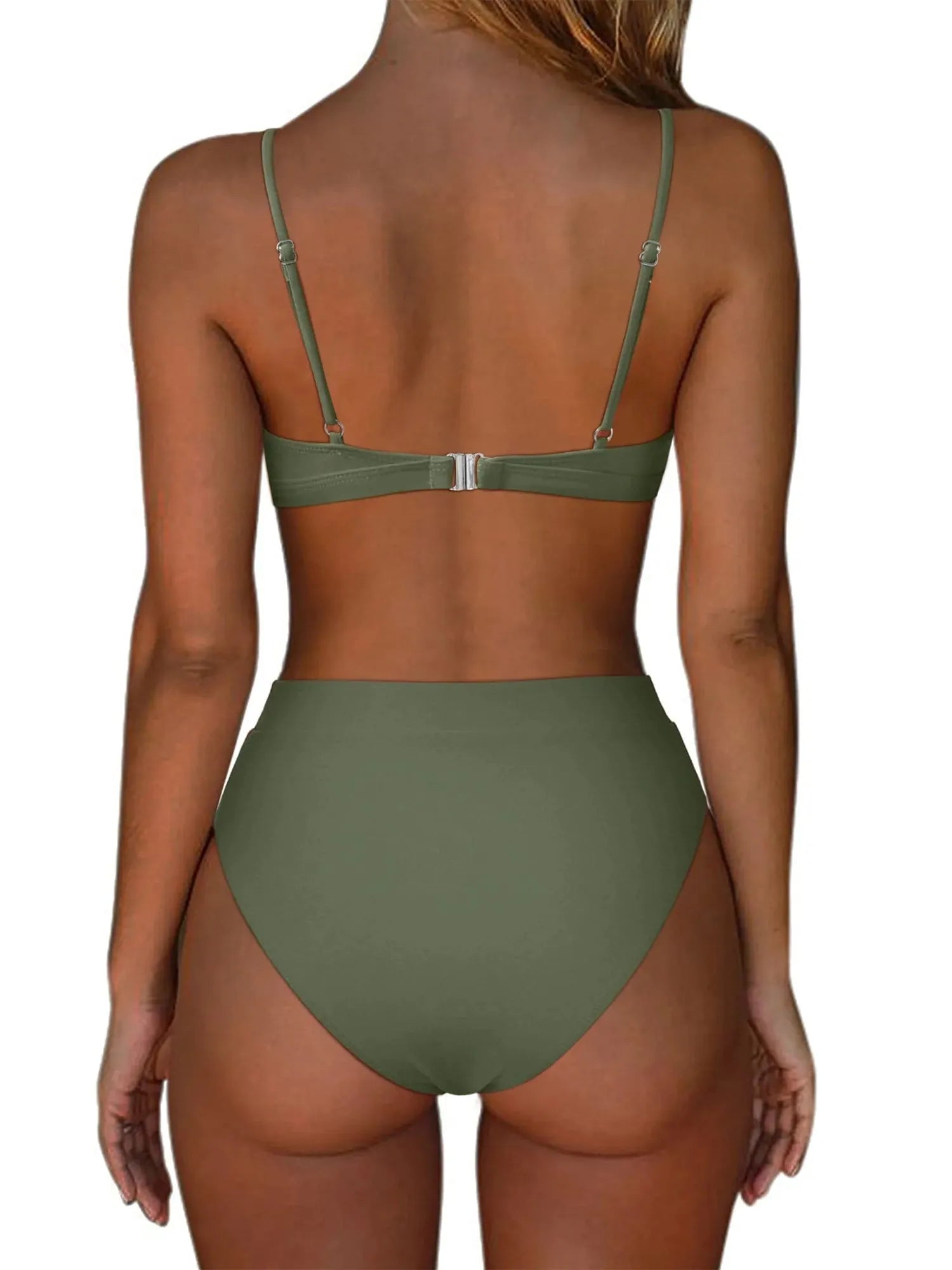 SUUKSESS Women Sexy High Waisted 2 Piece Bikini Sets Triangle High Cut Swimsuits-SUUKSESS-SUUKSESS
