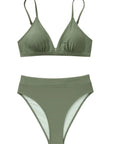 SUUKSESS Women Sexy High Waisted 2 Piece Bikini Sets Triangle High Cut Swimsuits-SUUKSESS-SUUKSESS