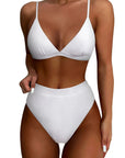 SUUKSESS Women Sexy High Waisted 2 Piece Bikini Sets Triangle High Cut Swimsuits-SUUKSESS-White-S-SUUKSESS