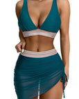 Bikini-Set mit Netzrock und Farbblock