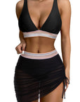 Bikini-Set mit Netzrock und Farbblock