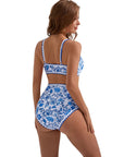 SUUKSESS Women High Waisted Bikini Set Floral Print Color Block 2 Piece Swimsuit-SUUKSESS-SUUKSESS