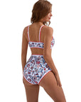 SUUKSESS Women High Waisted Bikini Set Floral Print Color Block 2 Piece Swimsuit-SUUKSESS-SUUKSESS