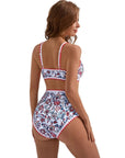 SUUKSESS Women High Waisted Bikini Set Floral Print Color Block 2 Piece Swimsuit-SUUKSESS-SUUKSESS