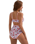 SUUKSESS Women High Waisted Bikini Set Floral Print Color Block 2 Piece Swimsuit-SUUKSESS-SUUKSESS