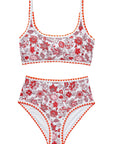 SUUKSESS Women High Waisted Bikini Set Floral Print Color Block 2 Piece Swimsuit-SUUKSESS-SUUKSESS