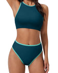 SUUKSESS Women High Waisted Bikini Sets High Neck Sporty Two Piece Swimsuits-SUUKSESS-SUUKSESS
