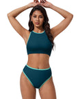 SUUKSESS Women High Waisted Bikini Sets High Neck Sporty Two Piece Swimsuits-SUUKSESS-SUUKSESS