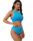 SUUKSESS Women High Waisted Bikini Sets High Neck Sporty Two Piece Swimsuits-SUUKSESS-SUUKSESS