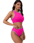 SUUKSESS Women High Waisted Bikini Sets High Neck Sporty Two Piece Swimsuits-SUUKSESS-SUUKSESS