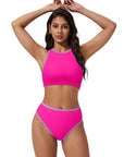 SUUKSESS Women High Waisted Bikini Sets High Neck Sporty Two Piece Swimsuits-SUUKSESS-SUUKSESS