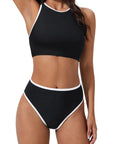 SUUKSESS Women High Waisted Bikini Sets High Neck Sporty Two Piece Swimsuits-SUUKSESS-SUUKSESS
