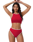 SUUKSESS Women High Waisted Bikini Sets High Neck Sporty Two Piece Swimsuits-SUUKSESS-SUUKSESS