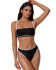 Bandeau High Waisted Bikini Set 2 Piece Swimsuits-SUUKSESS-Black White-S-SUUKSESS