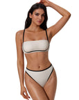 Bandeau High Waisted Bikini Set 2 Piece Swimsuits-SUUKSESS-White Black-S-SUUKSESS