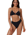 Triangle Textured High 2 Piece Bikini-SUUKSESS-SUUKSESS