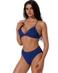 Triangle Textured High 2 Piece Bikini-SUUKSESS-SUUKSESS